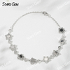 18K Solid Gold Bangles Sakura Flower Shape Lab Grown Diamond Bracelets