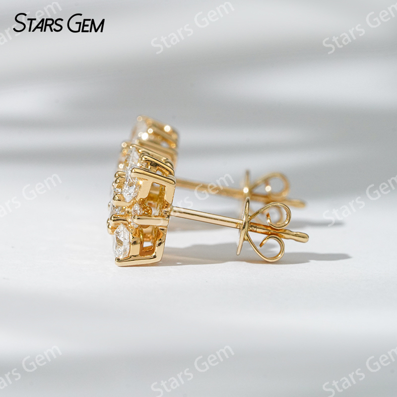 Starsgem 3.6mm Round Brilliant Cut Lab Grown Diamond 18K Yellow Gold Diamond Stud Earrings