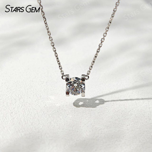 18K Solid Gold 6.45mm Round Brilliant Cut DEF VS Lab Grown Diamond Pendant Necklace