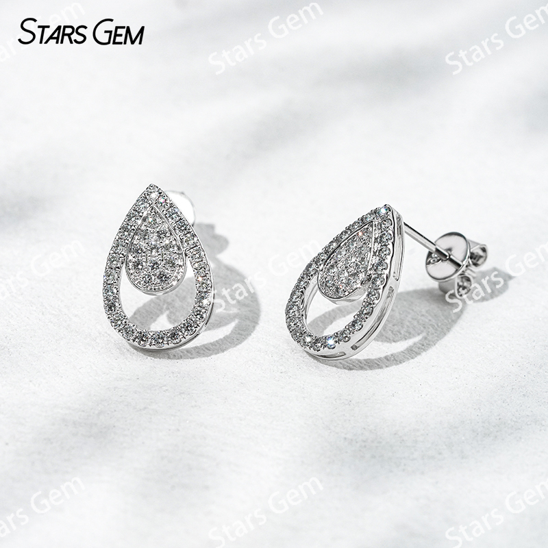 Starsgem 1.2mm Round Brilliant Cut Lab Grown Diamond 18K White Gold Diamond Stud Earrings