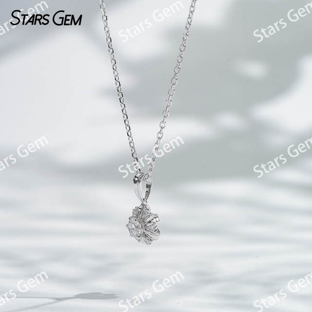 18K White Gold Necklaces 3.2mm DEF VS Round Brilliant Cut Lab Grown Diamond Pendant Necklace