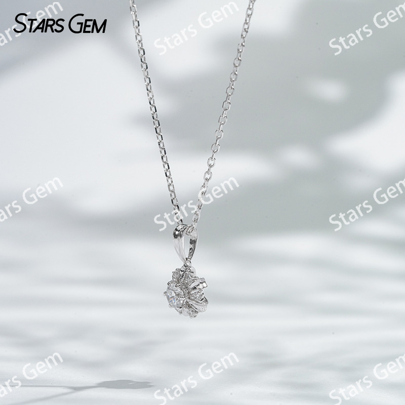 18K White Gold Necklaces 3.2mm DEF VS Round Brilliant Cut Lab Grown Diamond Pendant Necklace