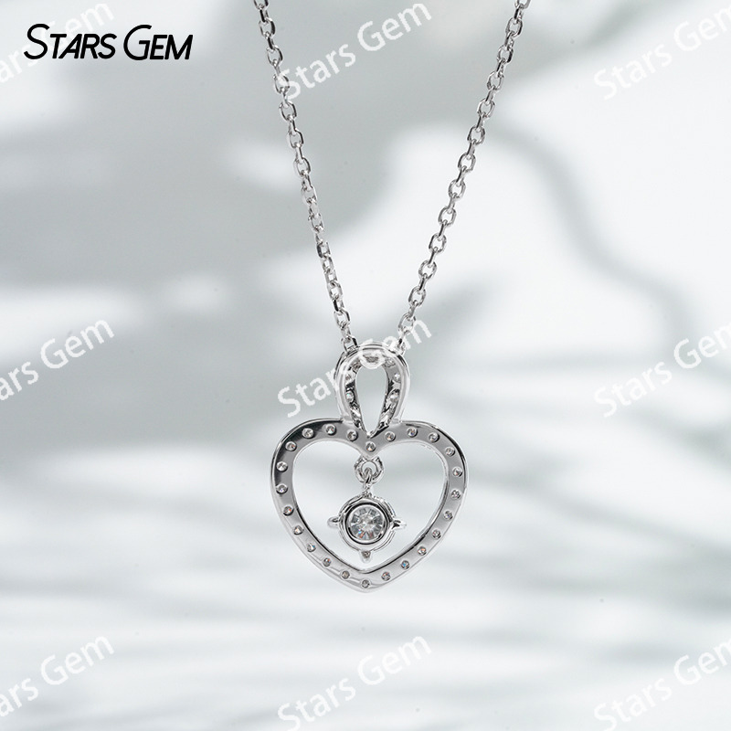 Lock with my Heart 18K White Gold Necklace DEF VS Lab Grown Diamond Pendant