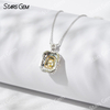 Halo Set 0.8 Carat Radiant Cut Yellow Lab Grown Diamond Pendant 18K Gold Necklace