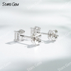 Starsgem 4×4mm Princess Cut Lab Grown Diamond 18K White Gold Diamond Stud Earrings