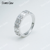2×4mm Octagon Emerald Cut Moissanite & 2.5mm Round Brilliant Cut Moissanite S925 Sterling Silver Diamond Ring