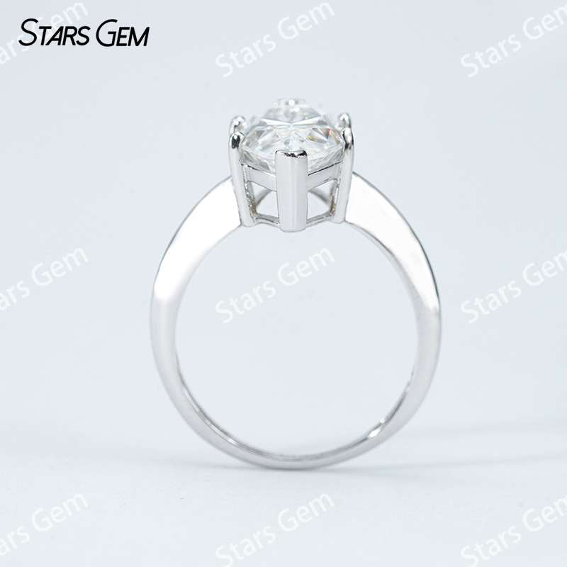 7×14mm Marquise Cut Moissanite S925 Sterling Silver Solitaire Engagement Ring