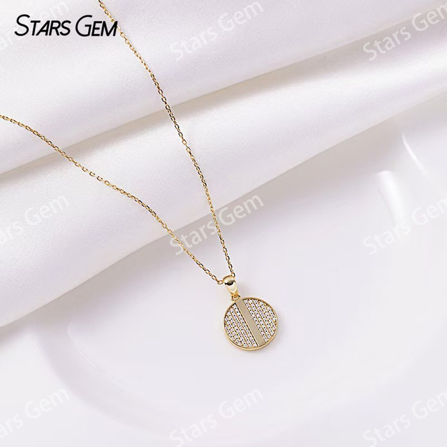0.8mm Round Brilliant Cut Moissanite S925 Sterling Silver Diamond Pendant Necklace