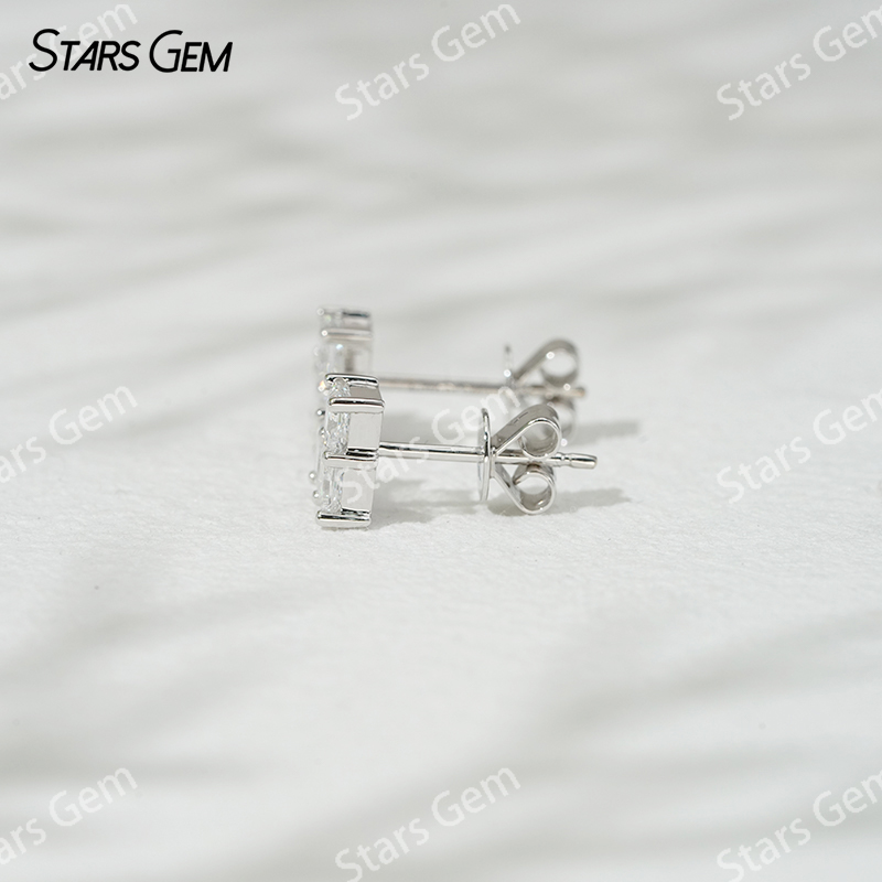 3×3mm Princess Cut Lab Grown Diamond 18K White Gold Diamond Stud Earrings