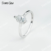 5×8mm Pear Cut Moissanite S925 Sterling Silver Solitaire Engagement Ring