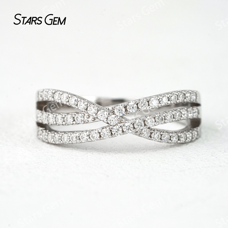 1.3mm Round Brilliant Cut Moissanite S925 Sterling Silver Diamond Eternity Ring