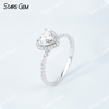 7×7mm Heart Cut Moissanite S925 Sterling Silver Halo Engagement Ring