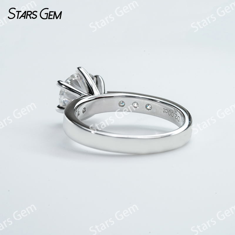 8mm Round Brilliant Cut Moissanite S925 Sterling Silver Pave 6 Prongs Channel Set Engagement Ring