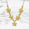 2.5×3.5mm Pear Cut Yellow Lab Grown Diamond 18K Yellow Gold Floral Design Diamond Necklace