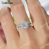 5×8mm Pear Cut Moissanite S925 Sterling Silver Halo Engagement Ring