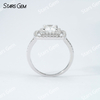 6×8mm Radiant Cut Moissanite S925 Sterling Silver Halo Engagement Ring