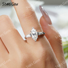 6×12mm Marquise Cut Moissanite S925 Sterling Silver Three Stone Engagement Ring