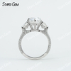 9×​13mm Pear Cut Moissanite S925 Sterling Silver Three Stone Engagement Ring