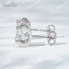 4mm & 5mm & 6.5mm Round Brilliant Cut Moissanite S925 Sterling Silver Diamond Stud Earrings