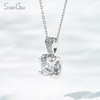 6.5mm & 8mm Round Brilliant Cut Moissanite S925 Sterling Silver Diamond Pendant Necklace