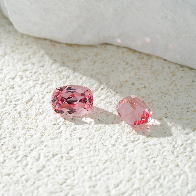 Long Cushion Cut Pink Padparadscha Color Lab Grown Gemstones