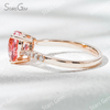 8×8mm Heart Cut Lab Grown Sukura Pink Sapphire 18K Rose Gold Pave Engagement Ring