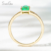 5×5mm Sugar Loaf Cut Lab Grown Emerald 18K Gold Pave Engagement Ring