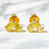 3×4.5mm Pear Cut Yellow Color Lab Grown Diamond Heart Shape Design 18K Yellow Gold Diamond Stud Earrings