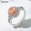 7.39×5.54mm Oval Cut Pink Lab Grown Diamond 18K White Gold Halo Engagement Ring
