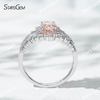 7.58×5.58mm Oval Cut Pink Lab Grown Diamond 18K White Gold Halo Engagement Ring