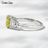 6.4×6.8mm Radiant Cut Yellow Lab Grown Diamond 18K White Gold Three Stone Engagement Ring