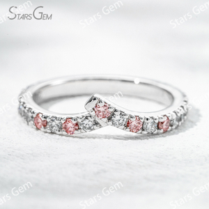 Custom Fancy Design Jewelry 1.8mm Round Brilliant Cut White Pink Lab Grown Diamond PT950 Diamond Eternity Ring