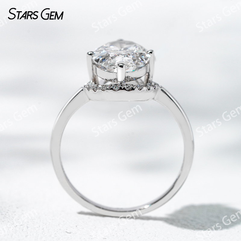 7.6×10.9mm Oval Cut Lab Grown Diamond With Side Diamond 18K White Gold Engagement Ring
