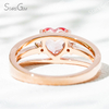 6.5×6.5mm Heart Cut Lab Grown Sukura Pink Sapphire With Side Diamond 18K Rose Gold Engagement Ring
