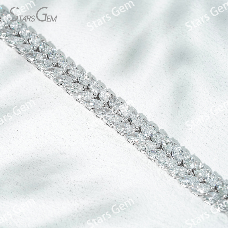 2.5×5mm Marquise Cut Lab Grown Diamond 18K White Gold Tennis Bracelet