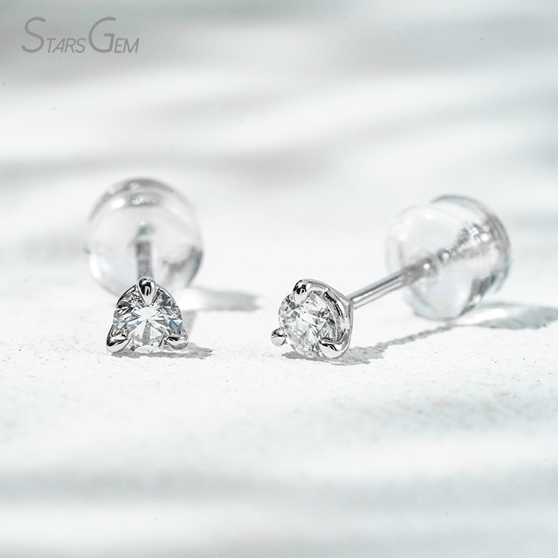 Starsgem 0.1ct & 0.2ct Round Brilliant Cut Lab Grown Diamond 10K Gold Diamond Stud Earrings