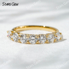 18K Solid Gold Trellis Setting Round Brilliant Cut Seven Stone Eternity Lab Grown Diamond Ring Wedding Band