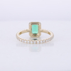 Starsgem Jewelry 10K Yellow Gold Pave Halo Set 5*7mm Green Gemstone Lab Emerald Engagement Ring