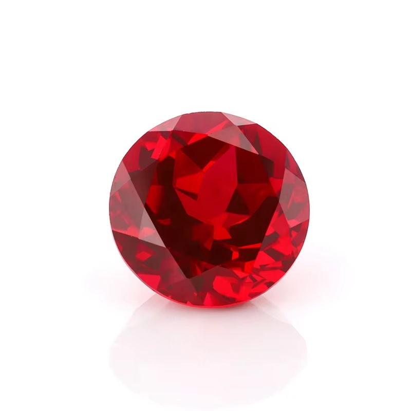 Round Brilliant Cut Blood Red Lab Grown Ruby synthetic Gemstones