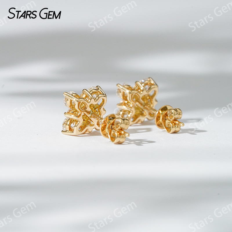 Starsgem 3.6mm Round Brilliant Cut Lab Grown Diamond 18K Yellow Gold Diamond Stud Earrings