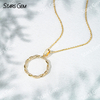 1.0mm Round Brilliant Cut DEF VS Lab Grown Diamond Circle Shape Pendant 18K Gold Necklace