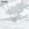 18K White Gold Necklace Round Brilliant Cut DEF VS Lab Grown Diamond Heart Shape Pendant