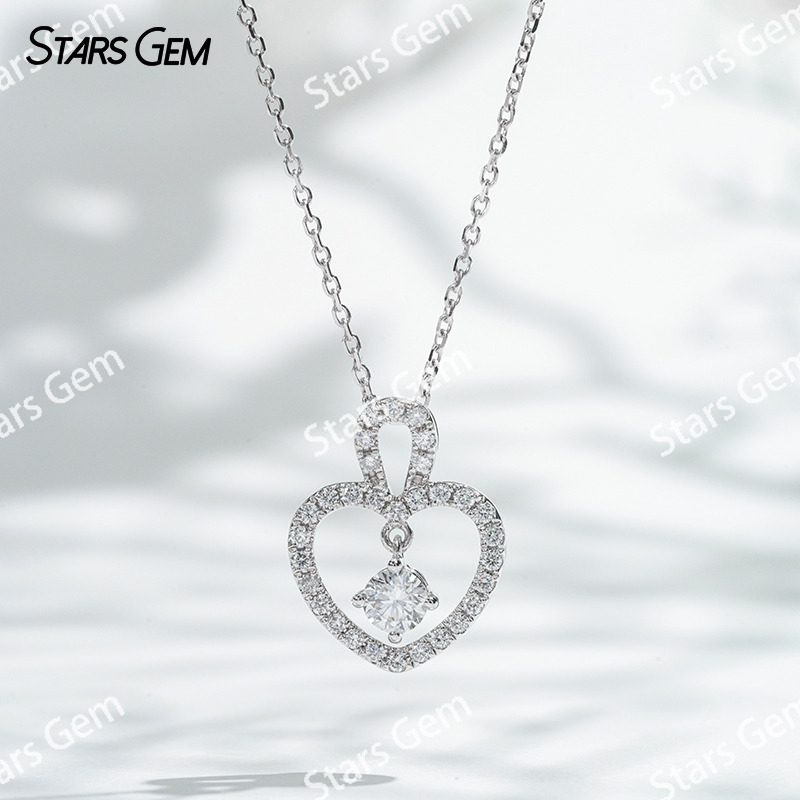 Lock with my Heart 18K White Gold Necklace DEF VS Lab Grown Diamond Pendant
