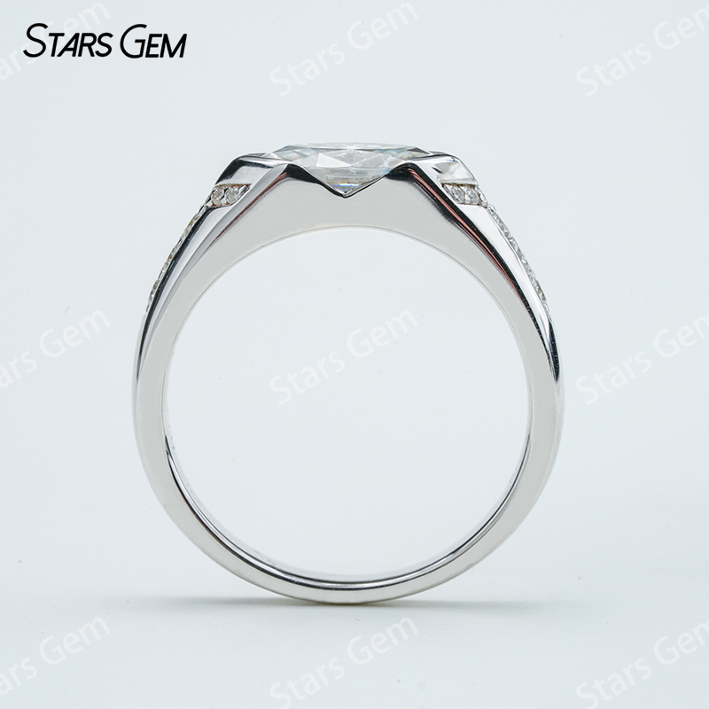 5×10mm Marquise Cut Moissanite S925 Sterling Silver Pave Engagement Ring