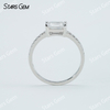 5×7mm Octagon Emerald Cut Moissanite S925 Sterling Silver Pave Engagement Ring