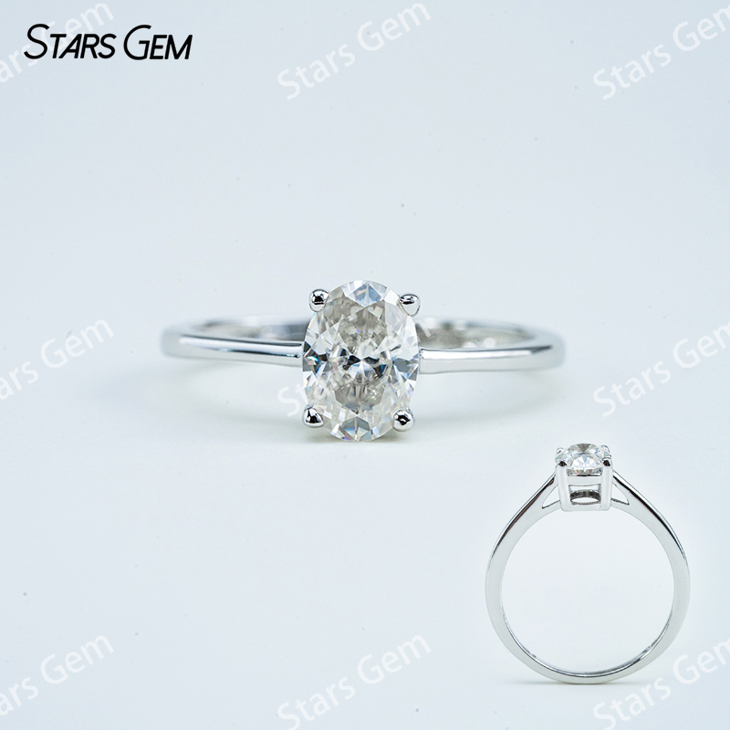 5×7mm Oval Cut Moissanite S925 Sterling Silver Solitaire Engagement Ring