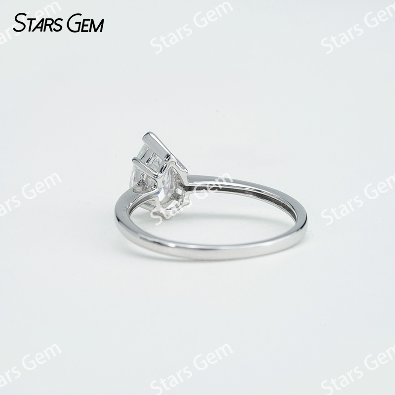 5×8mm Pear Cut Moissanite S925 Sterling Silver Solitaire Engagement Ring