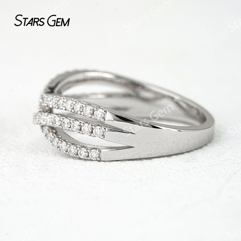 1.3mm Round Brilliant Cut Moissanite S925 Sterling Silver Diamond Eternity Ring