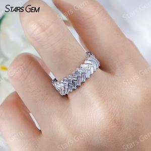 1.5×3.5mm Baguette Step Cut Moissanite S925 Sterling Silver Diamond Eternity Ring
