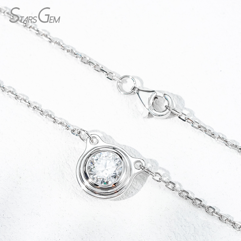 5.19mm Round Brilliant Cut Lab Grown Diamond Bezel Set PT950 Diamond Pendant Necklace